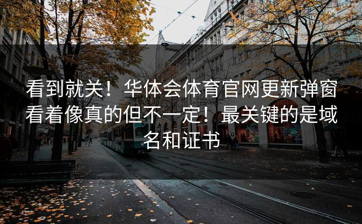 看到就关！华体会体育官网更新弹窗看着像真的但不一定！最关键的是域名和证书