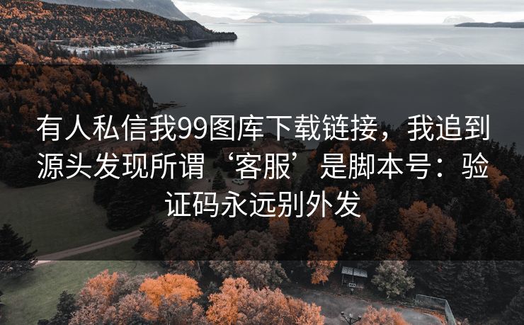 有人私信我99图库下载链接，我追到源头发现所谓‘客服’是脚本号：验证码永远别外发