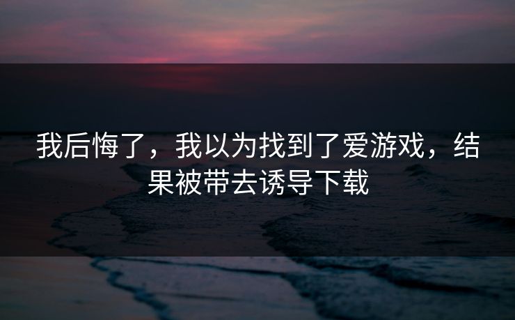 我后悔了，我以为找到了爱游戏，结果被带去诱导下载